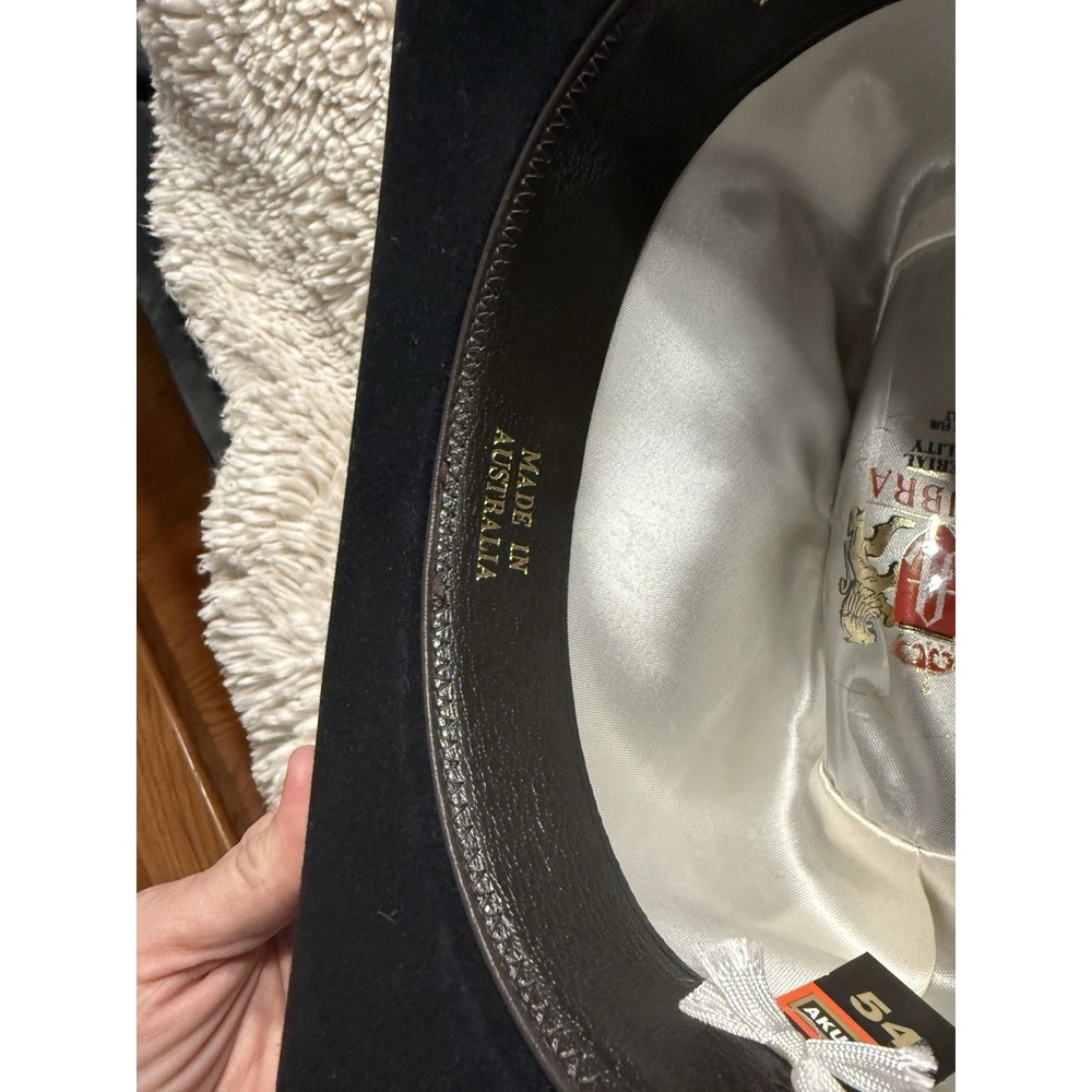 Akubra Kiandra Australian Cowboy Outback Black Pure Fur Felt Hat Size 54 - Picture 5 of 10